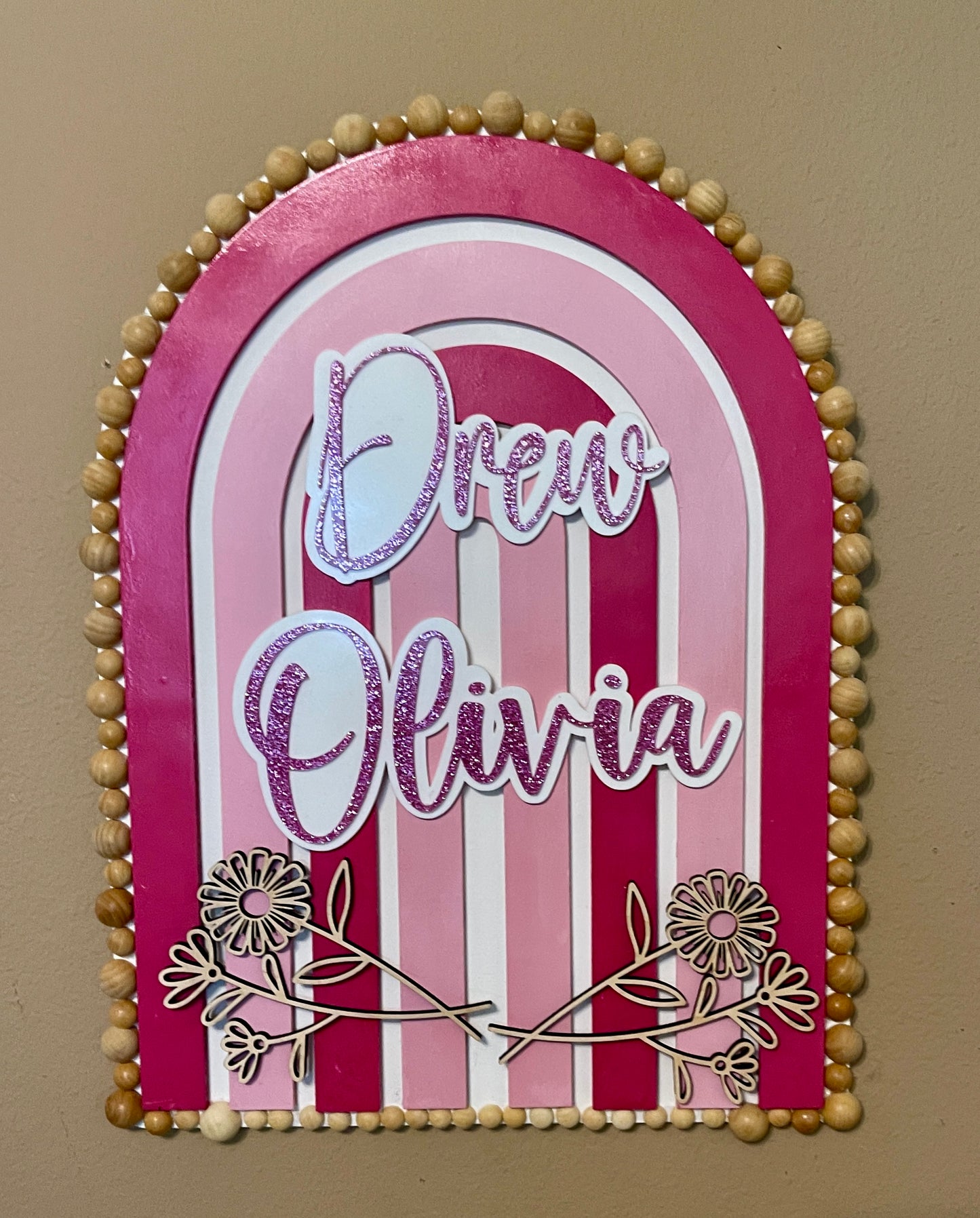Pink Boho Arch Door or Room Sign