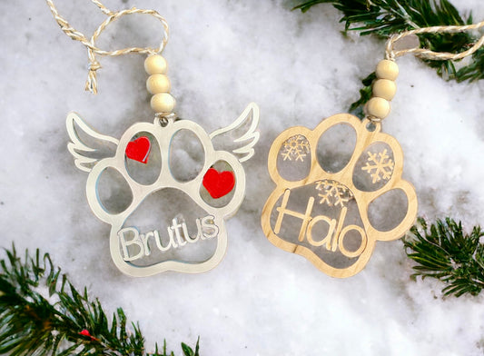 Christmas Dog Paw Ornament