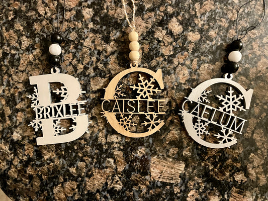 Christmas Initial and Name Snowflake Ornament