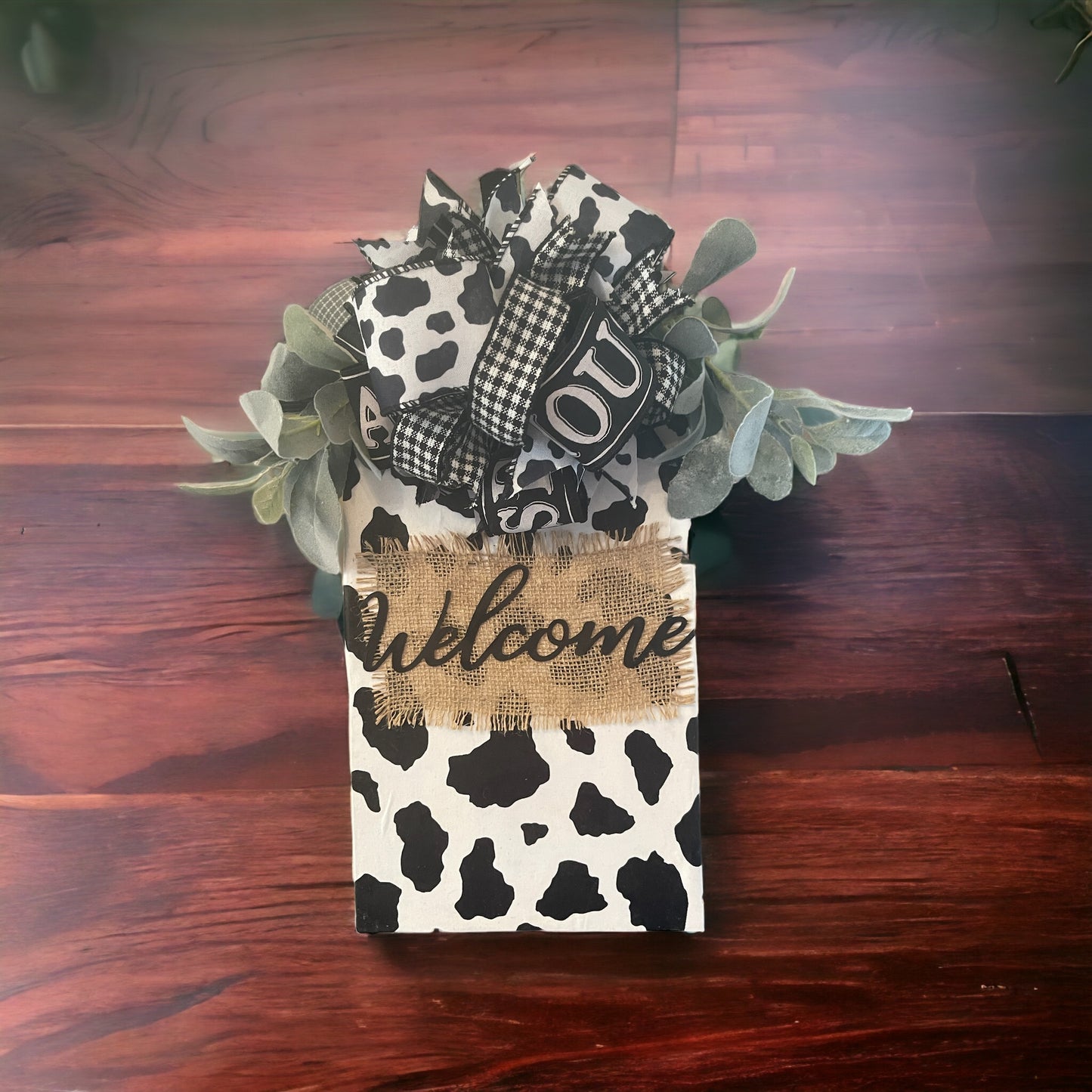 Cow Print Welcome Sign