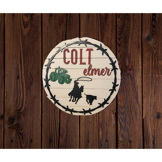 Western Farm Rodeo Personalized Name Boy Shiplap Sign