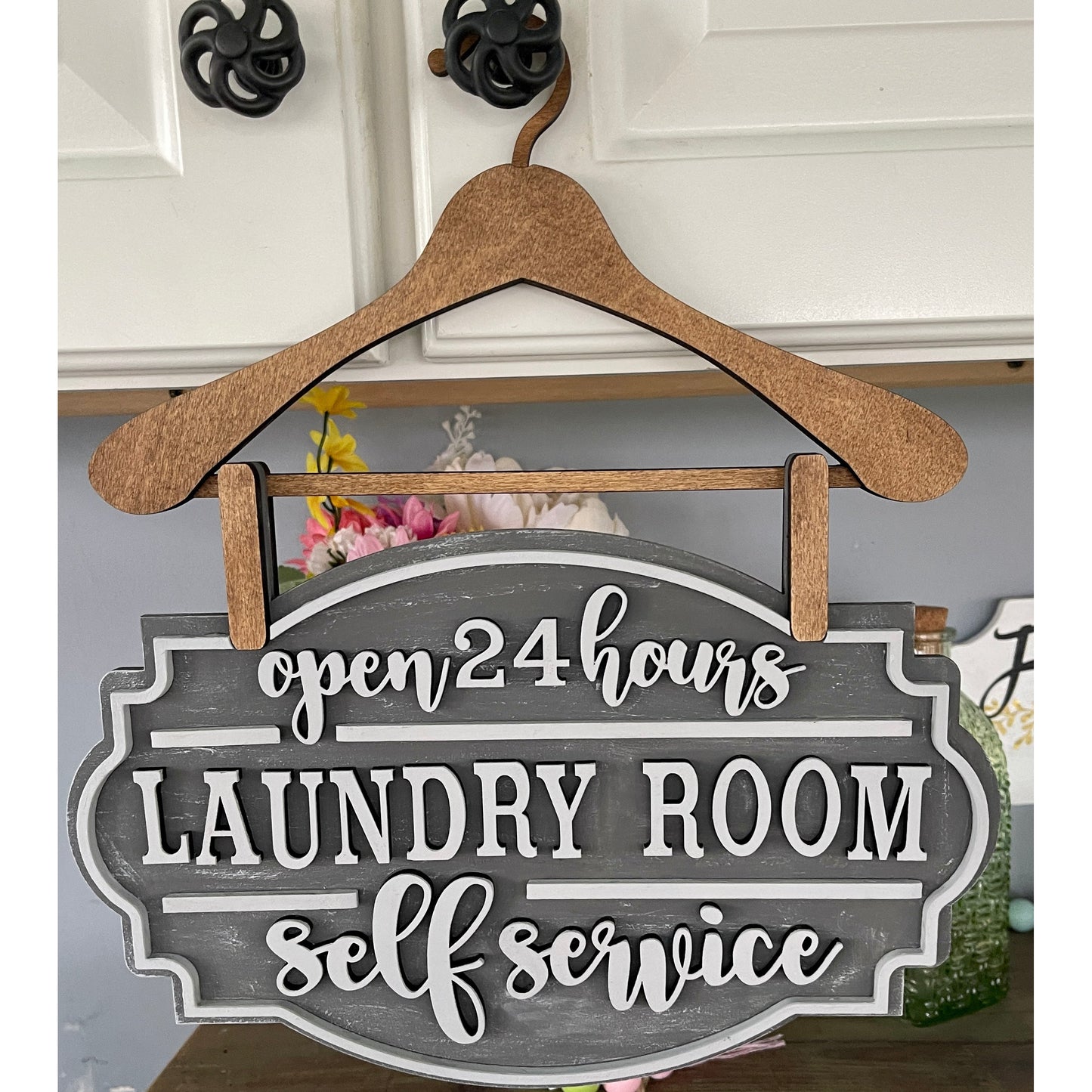 Wood Hanger Laundry Room Sign – Rustic Sign Design